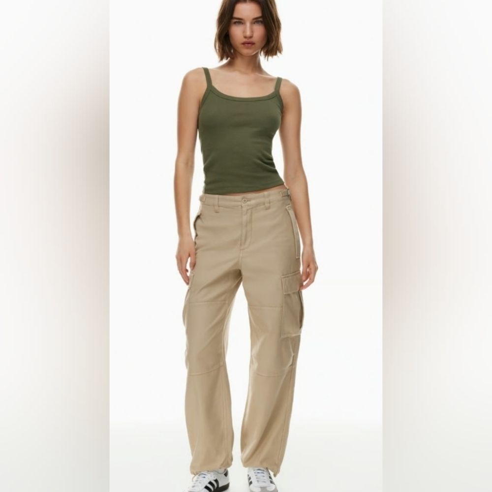 TORY BURCH Size 28 Women's Straight Leg Tan Cargo Jeans - Picture 3 of 16